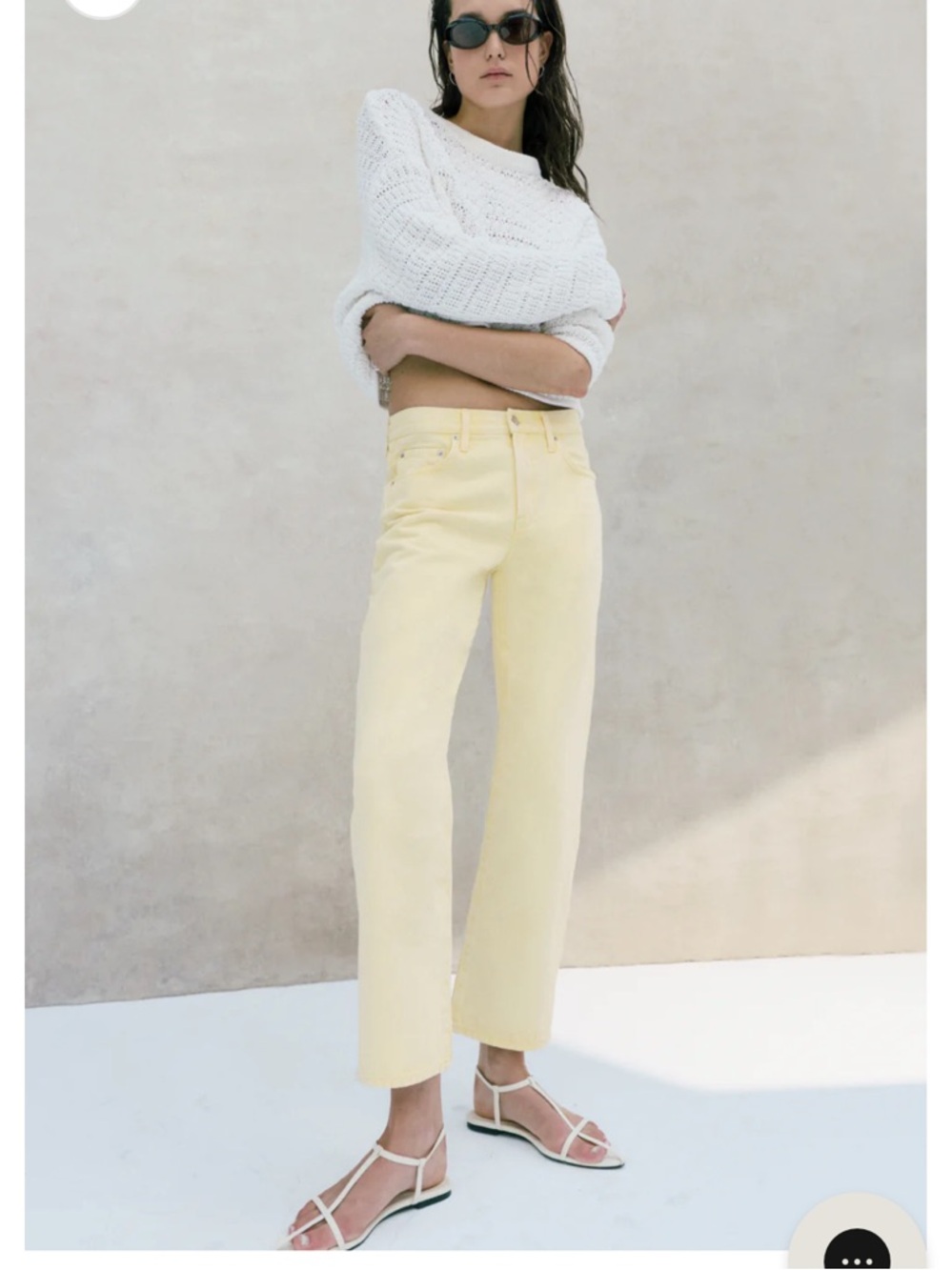 pistola Pale Yellow Lexi Mid Rise Bowed Straight Jean Sz 31